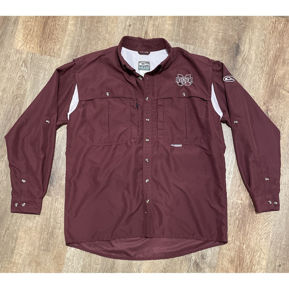 Mississippi State University Drake Waterfowl Medium Vented Fishing Long Sleeve